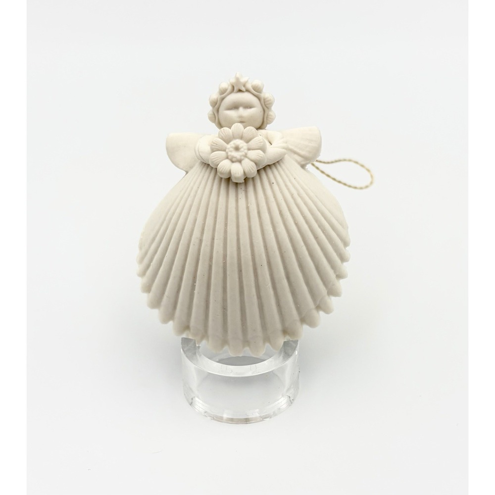 Vintage Margaret Furlong 1996 Daisy Angel Shell 2" Bisque Porcelain Ornament 2